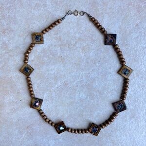 Geometric Wooden Bead Necklace